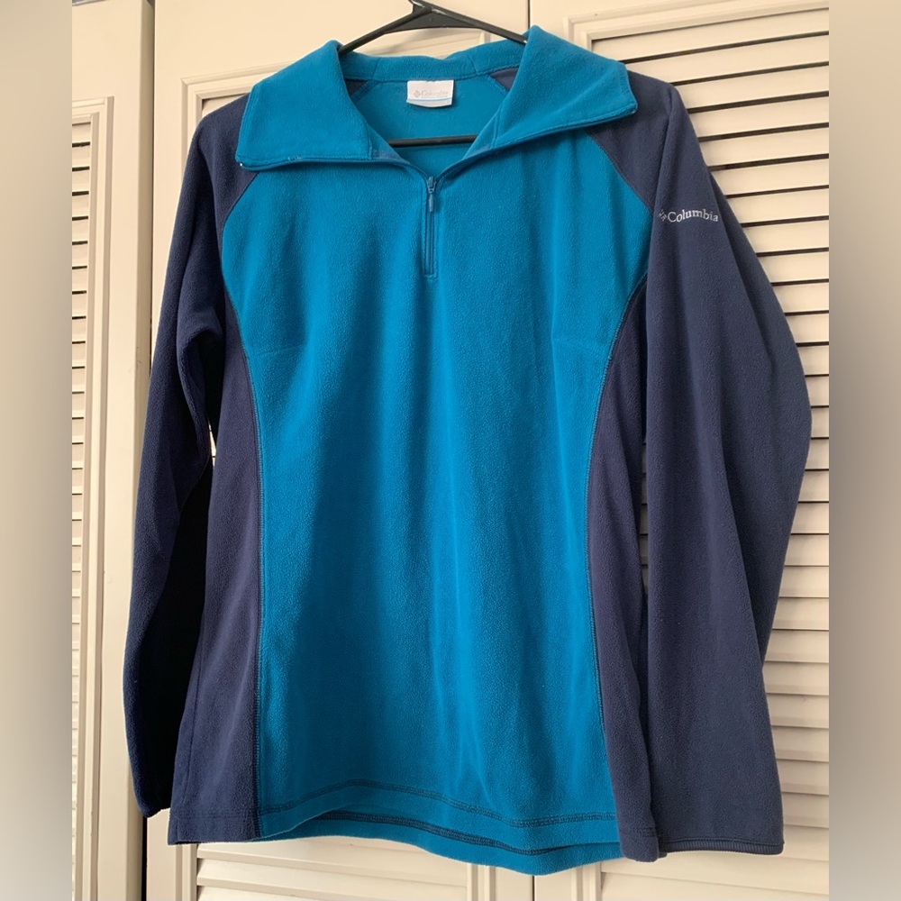 Columbia Thin Fleece Pullover Women’s Size Large Blue Quarter Zip